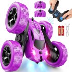 QUNREDA Remote Control Car, RC Cars Toys for Kids Ages 6-12, 4WD Stunt Car with LED Lights & 360° Flips, 2.4GHz, Upgraded USB-C Modular Batteries, 8-10 Year Old Boys Birthday Gift 1-Blue