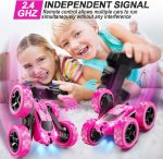 QUNREDA Remote Control Car, RC Cars Toys for Kids Ages 6-12, 4WD Stunt Car with LED Lights & 360° Flips, 2.4GHz, Upgraded USB-C Modular Batteries, 8-10 Year Old Boys Birthday Gift 1-Blue