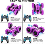 QUNREDA Remote Control Car, RC Cars Toys for Kids Ages 6-12, 4WD Stunt Car with LED Lights & 360° Flips, 2.4GHz, Upgraded USB-C Modular Batteries, 8-10 Year Old Boys Birthday Gift 1-Blue