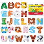 JoyCat Wooden Thick Alphabet Magnets for Toddlers Fridge Large Size Cute Animal Colorful ABC Magnetic Letters 26 Uppercase Letters Educational Toy Set for Kids Toddlers Preschool Learning Spelling | Thick wooden magnetic letters with cute animal designs, uppercase ABC, preschool learning, spelling toy for toddlers kids