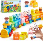 Play-Act Learning Toy for Toddlers 1 2 3 Years Old, Counting, Matching & Sorting Montessori Learning Farm Train Including 9 Farm Animals, Birthday Gift for Baby Boys Girls