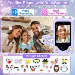Kids Smart Phone for Girls, Christmas Birthday Gifts for Girls Age 3-10 Kids Toys Cell Phone, 2.8" Touchscreen Toddler Learning Play Toy Phone with Dual Camera, Game, Music Player, 8GB Card Purple