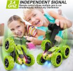 QUNREDA Remote Control Car, RC Cars Toys for Kids Ages 6-12, 4WD Stunt Car with LED Lights & 360° Flips, 2.4GHz, Upgraded USB-C Modular Batteries, 8-10 Year Old Boys Birthday Gift 1-Blue