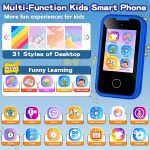Kids Smart Phone for Girls, Christmas Birthday Gifts for Girls Age 3-10 Kids Toys Cell Phone, 2.8" Touchscreen Toddler Learning Play Toy Phone with Dual Camera, Game, Music Player, 8GB Card Purple