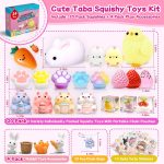 10 Pack Taba Squishy Toys kit with Toy Box-Squeeze Toys Kawaii taba Squishies Stress Relief Toys Party Favors for Kids 4-8 8-12, Squishy Fidget Toys for Kids , Birthday Gifts Toys for Girls 8-10