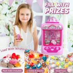 Marlrin Claw Machine for Kids, Mini Vending Machine Girls Unicorn Toys | Candy Grabber Prize Dispenser with Sound & 20 Mini Plush Toys, Electronic Arcade Game Indoor Toy for Home Party Birthday Gift